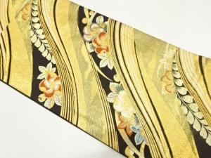 山並に草花模様織り出し　振袖用袋帯